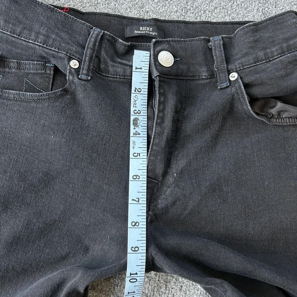 True‎ Religion Ricky Relaxed Straight Jeans Mens 34x33 Black Stretch Denim Logo